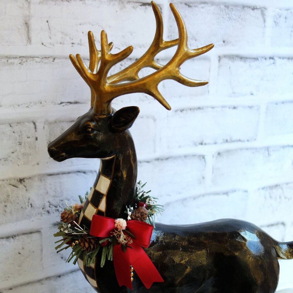 Courtly Christmas Checked Reindeer Checked Christmas Ornament Check Winter Decor